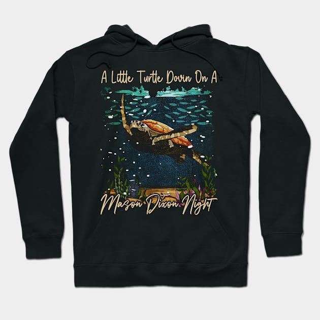 A Little Turtle Dovin on a Mason Dixon Night Turtle Swimming Hoodie by Terrence Torphy